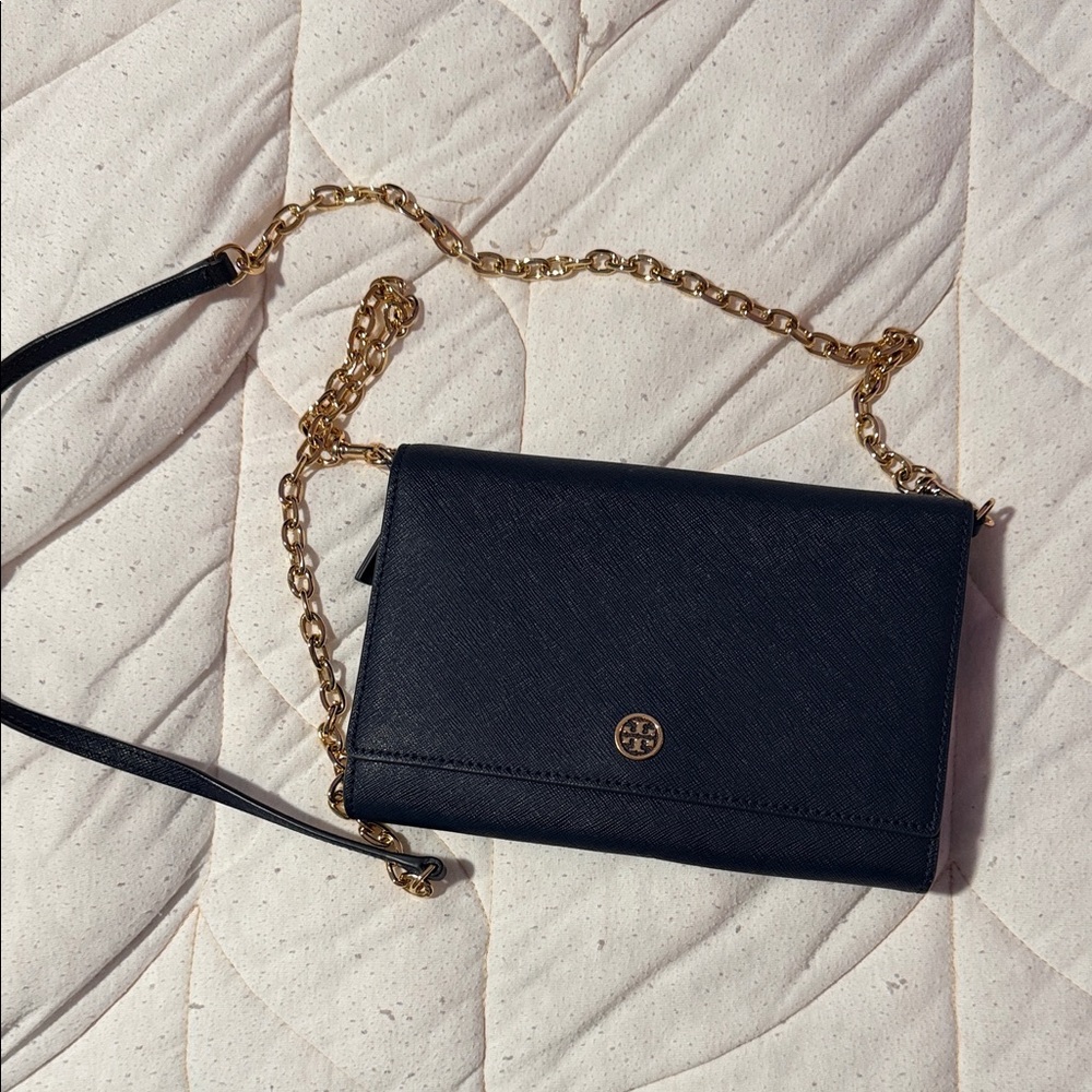 Navy Leather Crossbody Bag